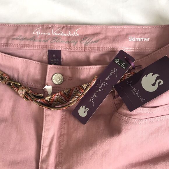 NWT Gloria Vanderbilt Womens Skimmer Capris Pink Sasha 16 All Around Slimming - Picture 2 of 10